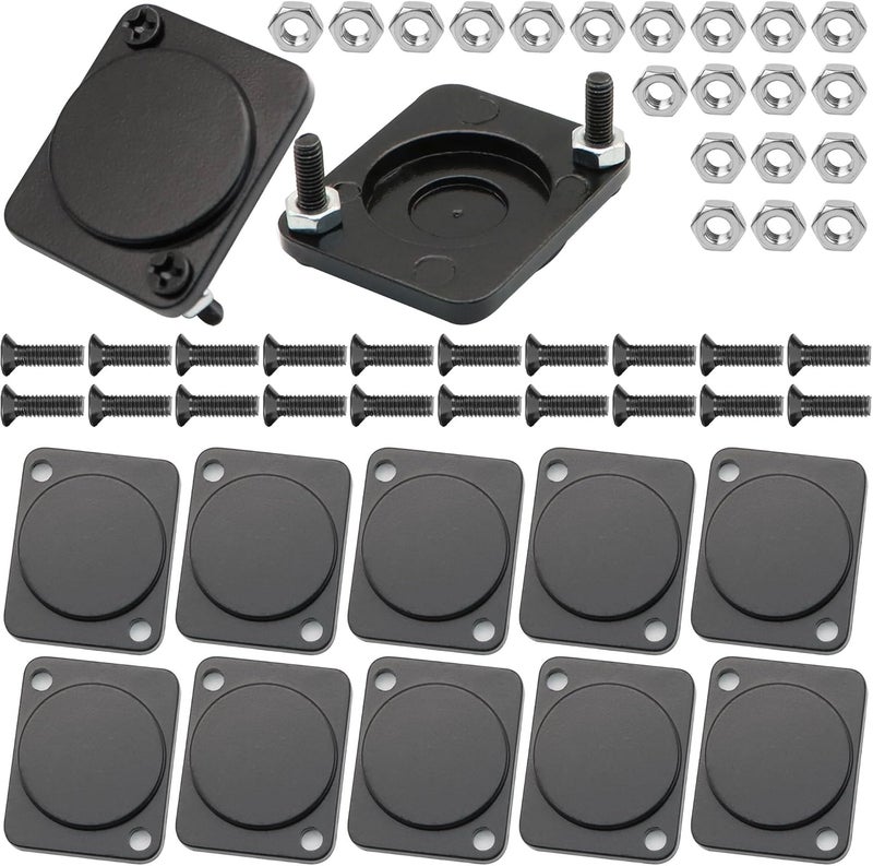 Terixe 12 Pack Panel-Mount Blank Plate - D-Series Zinc Alloy Rack Mount Plate for Chassis Connectors and XLR Connectors, With Installation Screw and Nut - Image 1